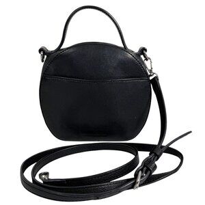 LUCKY BRAND Round Canteen Black Leather Top Handle Crossbody Bag Vintage